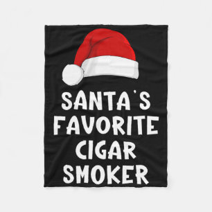 Christmas Santa's Favorite Cigar Smoker Funny Xmas Fleece Blanket