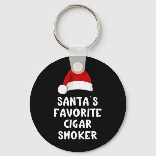 Christmas Santa's Favorite Cigar Smoker Funny Xmas Key Ring