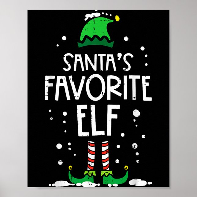 Christmas Santas Favorite Elf Xmas Matching Kids M Poster (Front)