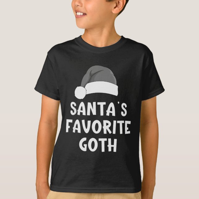 Christmas Santa's Favorite Goth Funny Xmas Pajama  T-Shirt (Front)