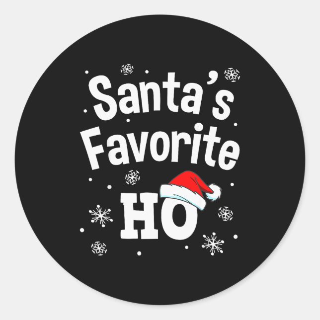 Christmas Santa's Favorite Ho Shirt, Adult Naughty Classic Round Sticker (Front)