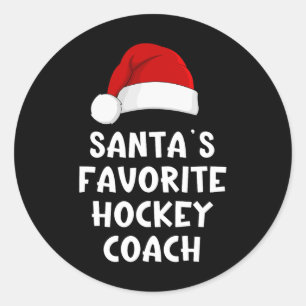 Christmas Santa's Favorite Hockey Coach Funny Xmas Classic Round Sticker