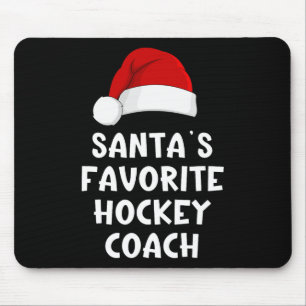 Christmas Santa's Favorite Hockey Coach Funny Xmas Mouse Mat