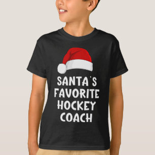 Christmas Santa's Favorite Hockey Coach Funny Xmas T-Shirt