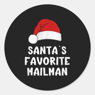 Christmas Santa's Favorite Mailman Funny Xmas Paja Classic Round Sticker