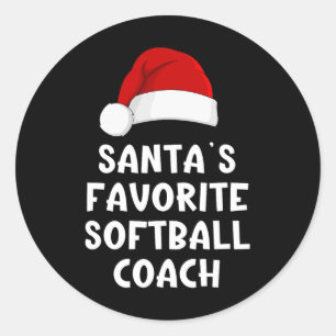Christmas Santa's Favorite Softll Coach Funny Xmas Classic Round Sticker