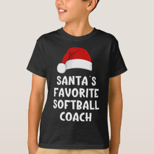 Christmas Santa's Favorite Softll Coach Funny Xmas T-Shirt