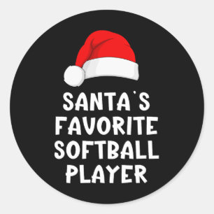 Christmas Santa's Favorite Softll Player Funny Xma Classic Round Sticker