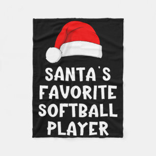 Christmas Santa's Favorite Softll Player Funny Xma Fleece Blanket