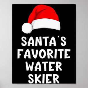 Christmas Santa's Favorite Water Skier Skiing Ski Poster