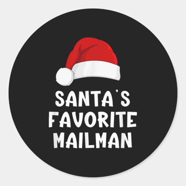 Christmas Santa's Favourite Mailman Funny Xmas Paj Classic Round Sticker (Front)
