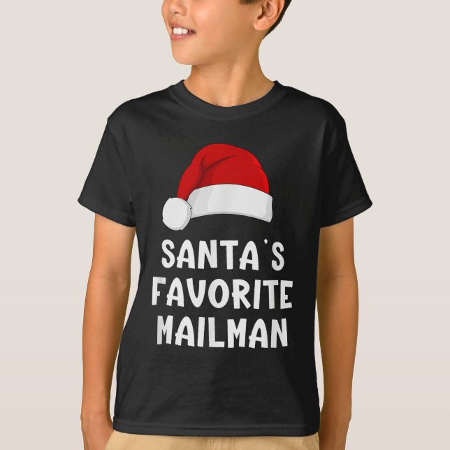 Christmas Santa's Favourite Mailman Funny Xmas Paj T-Shirt (Front)