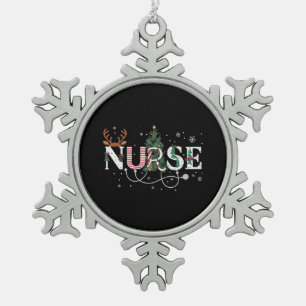 Christmas Santa's Favourite Nurse Xmas Gifts Holid Snowflake Pewter Christmas Ornament