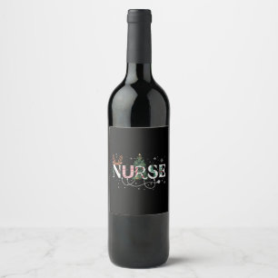Christmas Santa's Favourite Nurse Xmas Gifts Holid Wine Label