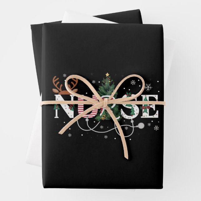Christmas Santa's Favourite Nurse Xmas Gifts Holid Wrapping Paper Sheet (In situ)