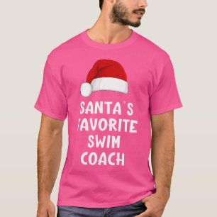 Christmas Santa'S Favourite Swim Coach Funny Xmas T-Shirt