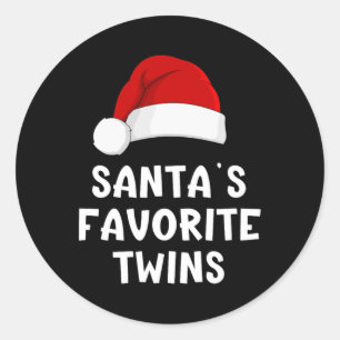 Christmas Santa's Favourite Twins Funny Xmas Pajam Classic Round Sticker
