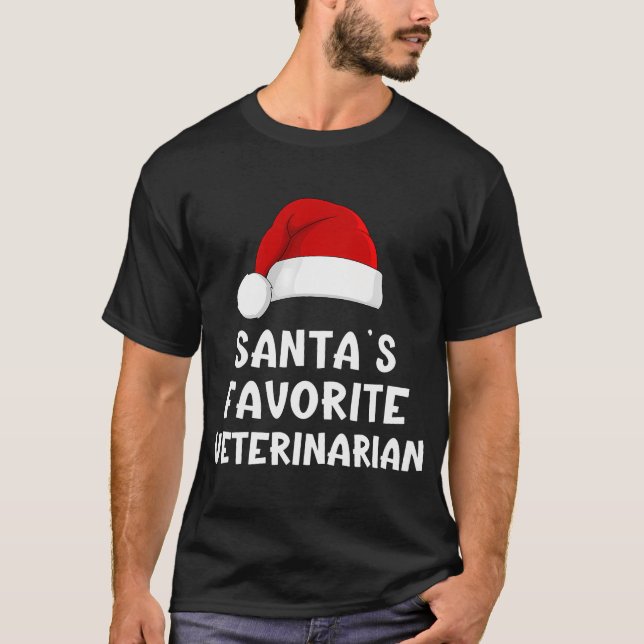 Christmas Santa'S Favourite Veterinarian Funny T-Shirt (Front)