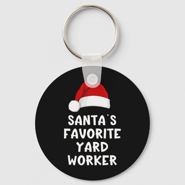 Christmas Santa's Favourite Yard Worker Funny Paja Key Ring (Front)