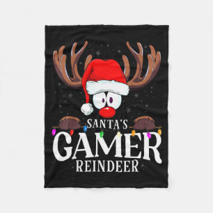 Christmas Santa's Gamer Reindeer Matching X-mas Fleece Blanket
