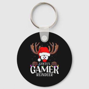 Christmas Santa's Gamer Reindeer Matching X-mas Key Ring