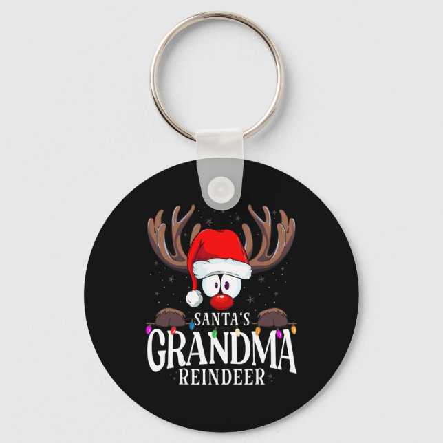 Christmas Santa's Grandma Reindeer Matching X-mas  Key Ring (Front)