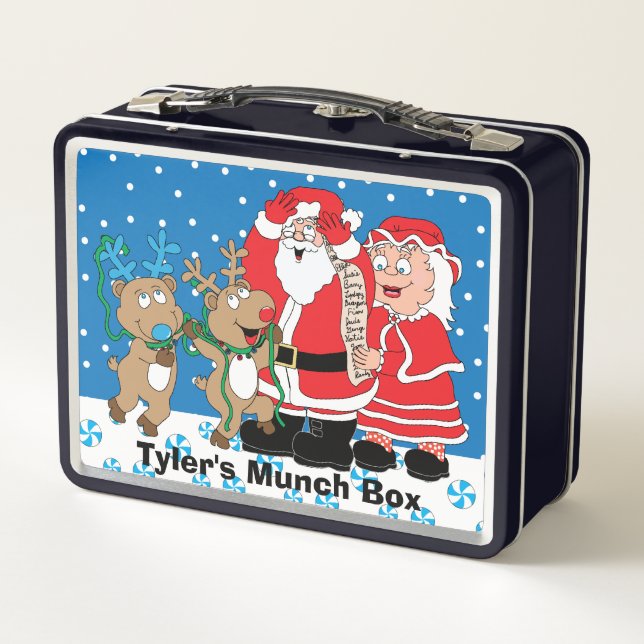 Christmas Santa's List Light Tones Metal Lunch Box (Back)