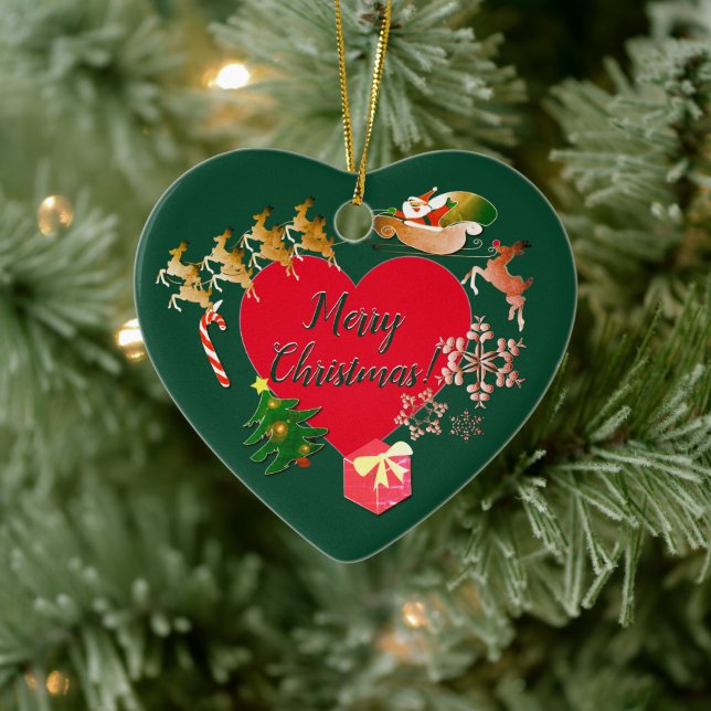 Christmas Santa's Reindeer  Ceramic Tree Decoration (Tree)