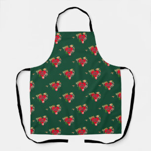 Christmas Santa's Reindeer Green Apron