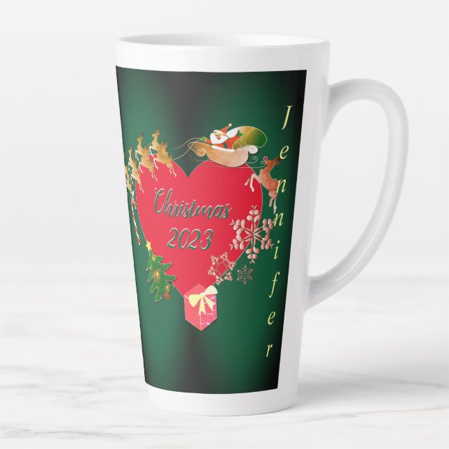 Christmas Santa's Reindeer Latte Mug (Right)