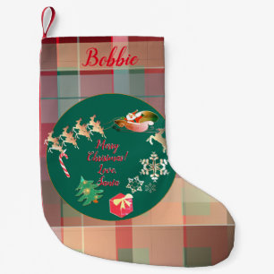 Christmas Santa's Reindeer Plaid Small Christmas Small Christmas Stocking