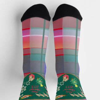 Christmas Santa's Reindeer Plaid  Socks