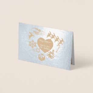 Christmas Santa's Reindeer Silver Foil Card