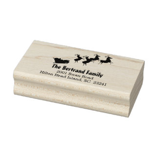 Christmas Santa's Reindeer Sleigh Custom Rubber Stamp