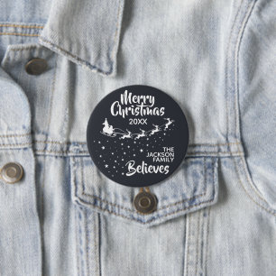 Christmas Santa's sleigh reindeers holiday family 7.5 Cm Round Badge