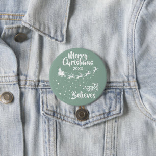Christmas Santa's sleigh reindeers holiday family 7.5 Cm Round Badge