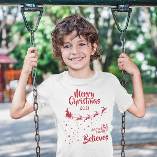 Christmas Santa's sleigh reindeers holiday family T-Shirt