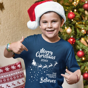 Christmas Santa's sleigh reindeers holiday family T-Shirt