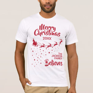 Christmas Santa's sleigh reindeers holiday family T-Shirt