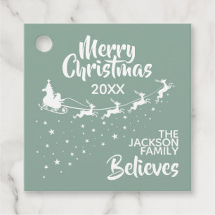 Christmas Santa's sleigh reindeers holiday Favour Tags