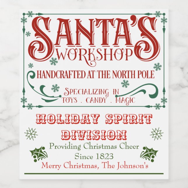 Christmas Santa's Workshop Add Name Cookie Label (Single Label)