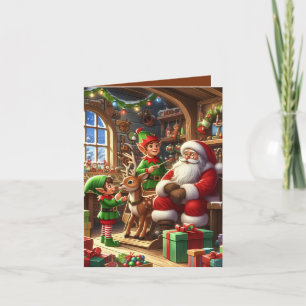 Christmas Santa's workshop North pole customisable Holiday Card