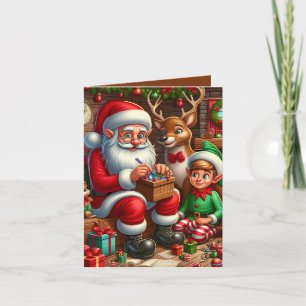 Christmas Santa's workshop North pole customizable Holiday Card