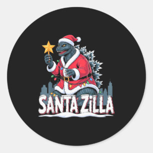 Christmas Santazilla Japanese Monster Dinosaur Boy Classic Round Sticker