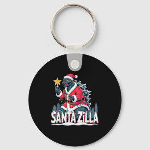 Christmas Santazilla Japanese Monster Dinosaur Boy Key Ring