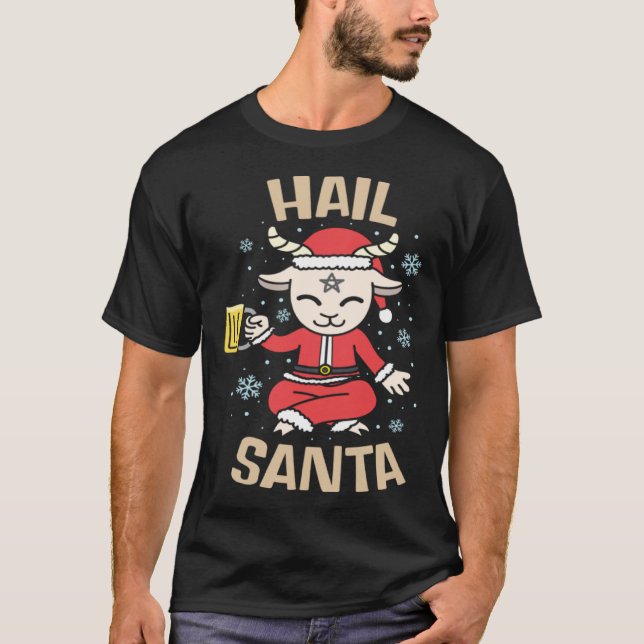 Christmas Satanic Hail Santa for Witches Warlock T-Shirt (Front)