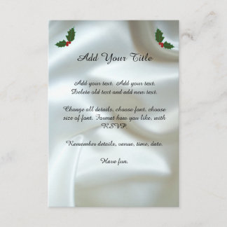 Christmas Satin and Holly Custom Wedding Invite