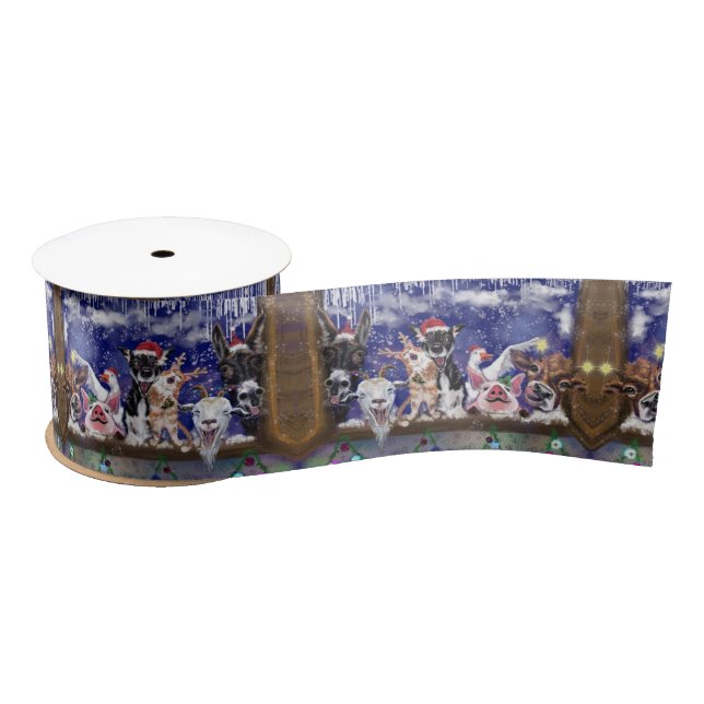 Christmas Satin Ribbon Gift Animal Celebration (Spool)