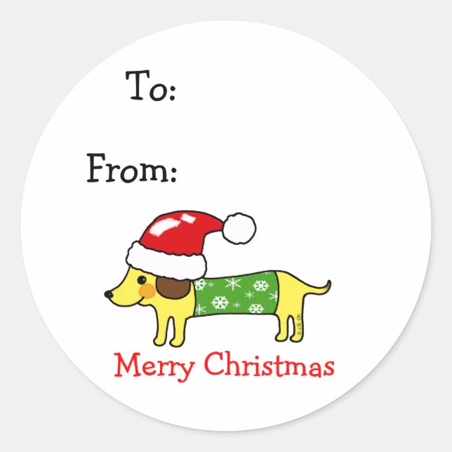 Christmas sausage dog gift tags (Front)