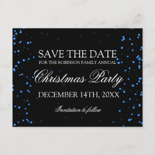 Christmas Save The Date Blue Confetti Dots Announcement Postcard